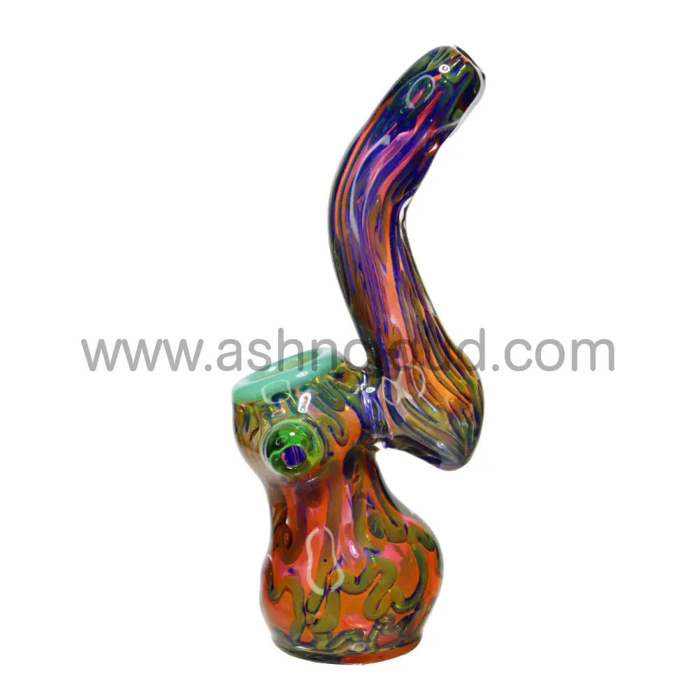 7 In - Swirl Lines Multicolor Glass Bubbler