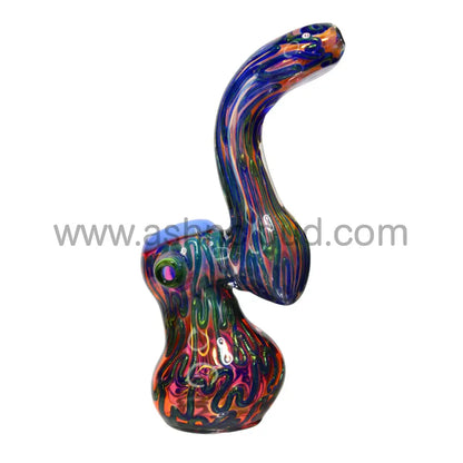 7 In - Swirl Lines Multicolor Glass Bubbler