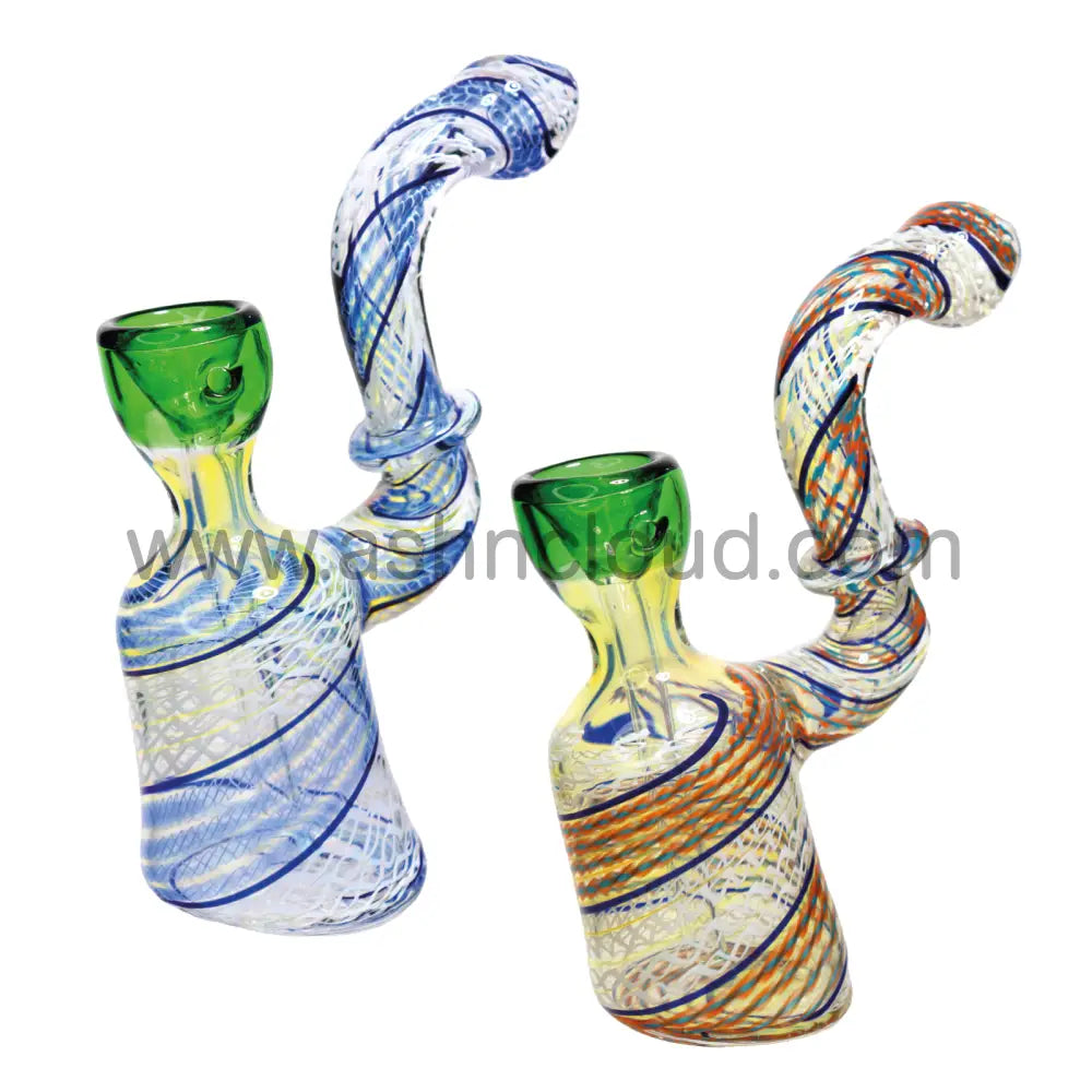 7 In - Twister Tails Multicolor Glass Bubbler