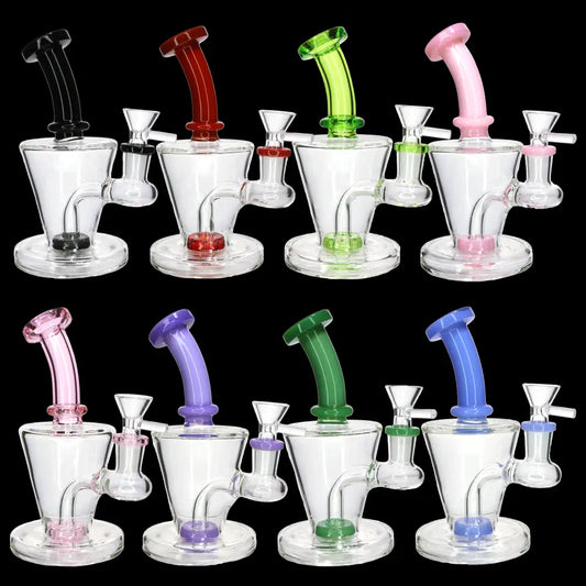7 Inch Color Accent Glass Bong | Thick Straight Base Bong | Wholesale Glass Water Pipe