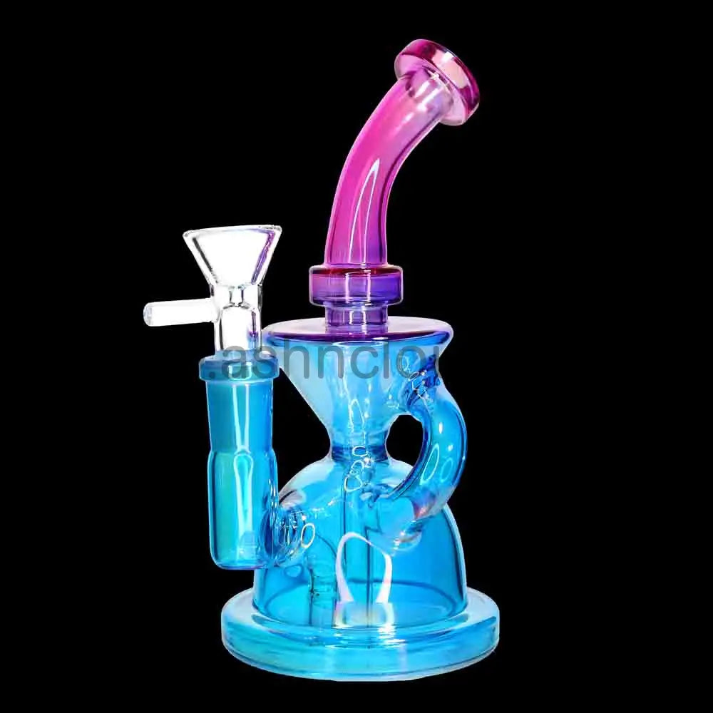 🌈 7 Inch Recycler Style Glass Water Pipe – Colored Compact Bong