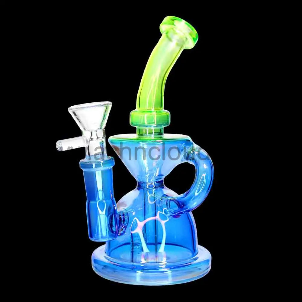 🌈 7 Inch Recycler Style Glass Water Pipe – Colored Compact Bong