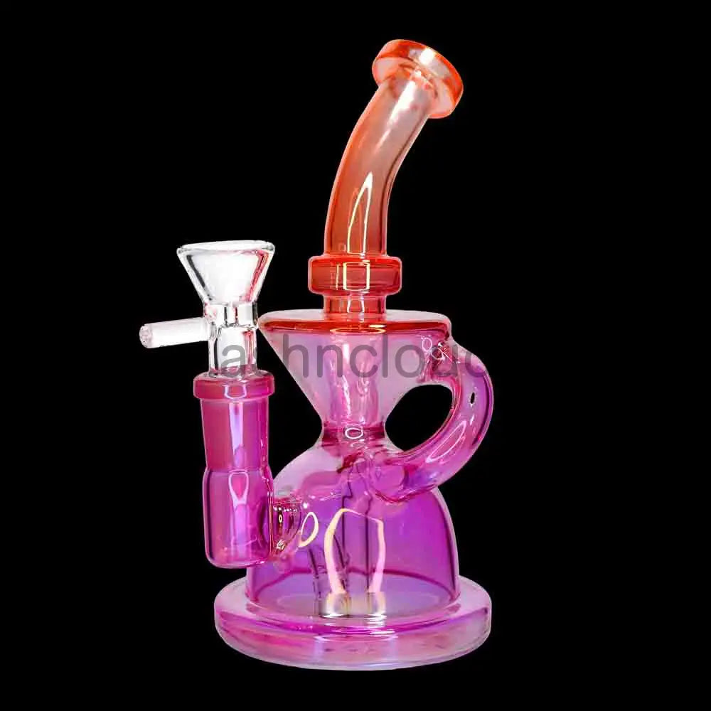 🌈 7 Inch Recycler Style Glass Water Pipe – Colored Compact Bong
