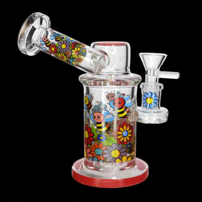8" Thick Floral Cartoon Glass Bong with Internal Perc – Wholesale Water Pipe