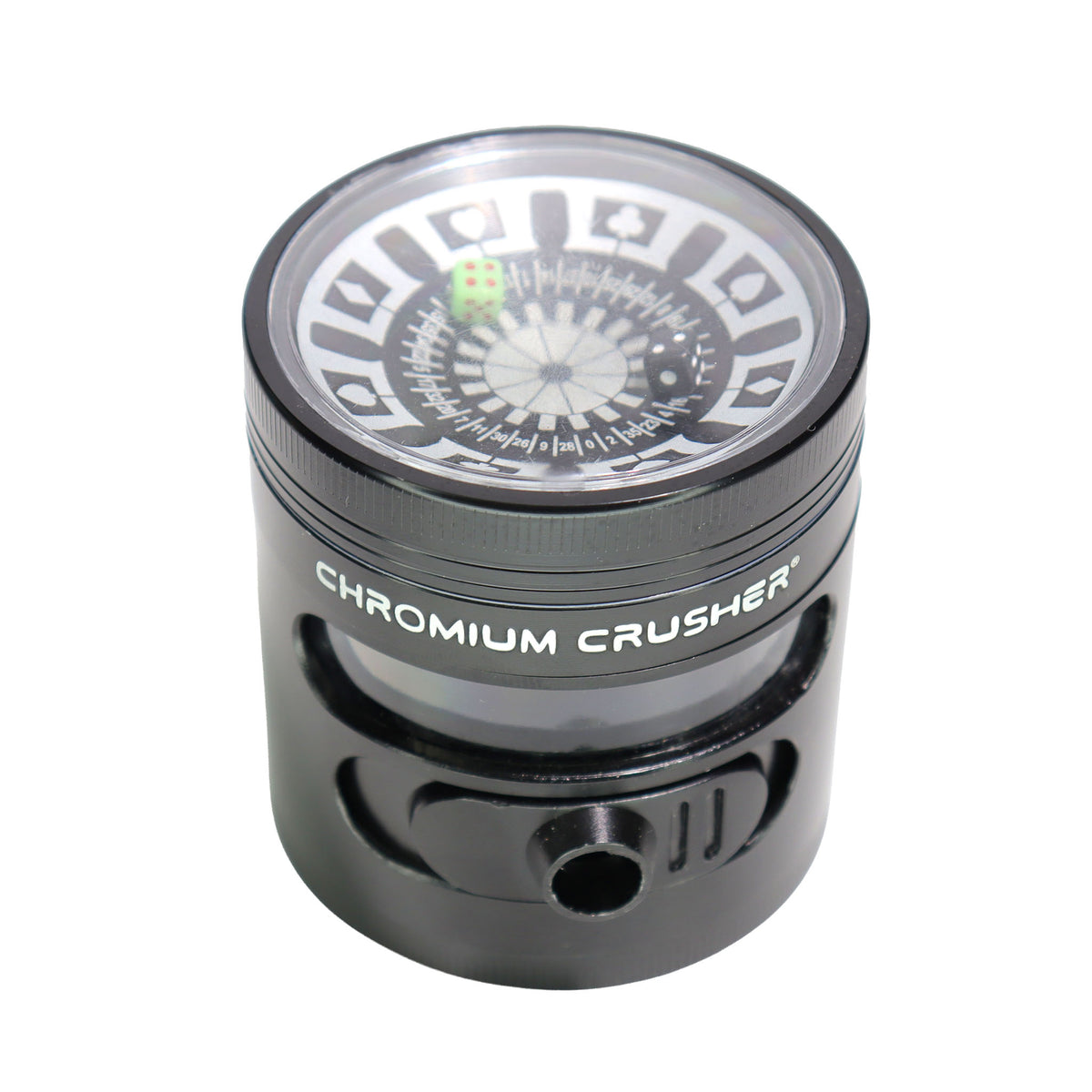 Chromium Crusher® 2.5-Inch Roulette Grinder with Sliding Pour Spout – 4-Piece, Assorted Colors