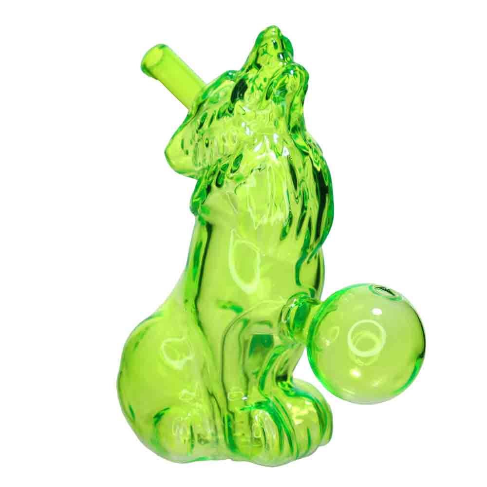 Howling Wolf Oil Burner Water Pipe – 4” Colored Glass Pipe for Smoke Shops (Assorted Colors)