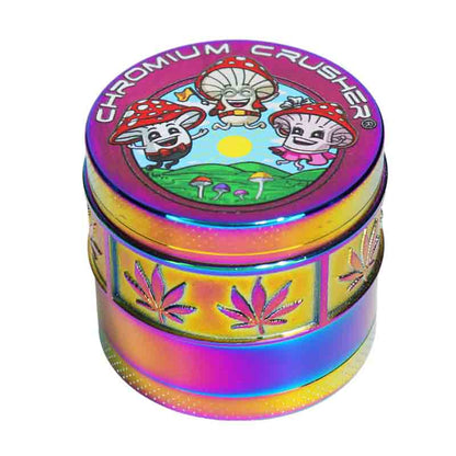 Chromium Crusher 4-Piece Herb Grinder Display (6-Pack) – 2.5" 63 mm Mushroom Art Collection
