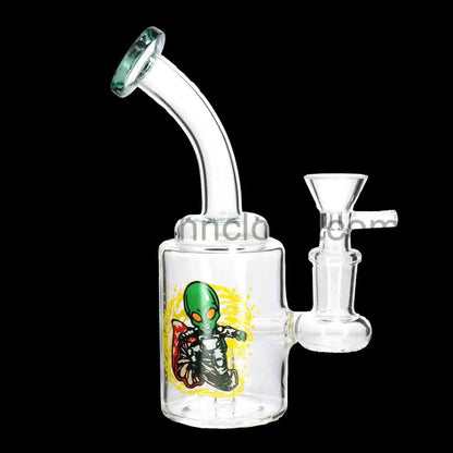 8’’ Compact Graphic Glass Bong with Internal Perc – Wholesale Water Pipe
