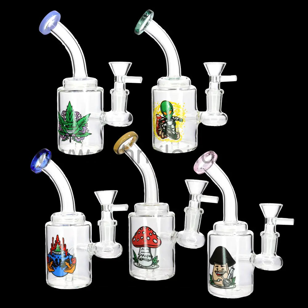 8’’ Compact Graphic Glass Bong with Internal Perc – Wholesale Water Pipe