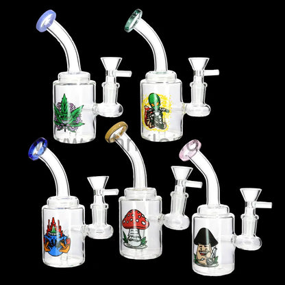 8’’ Compact Graphic Glass Bong with Internal Perc – Wholesale Water Pipe