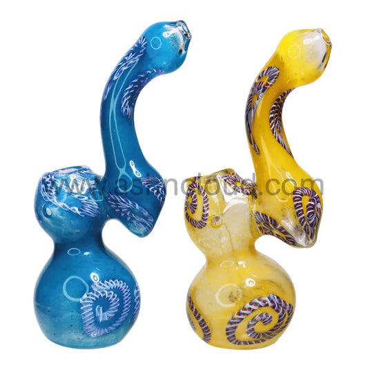 8 In - Blue Tails Multicolor Glass Bubbler