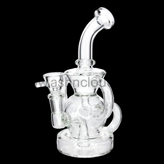 8 In - Clear Fancy Recycler Glass Bong Multivalves