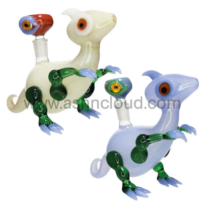 8 In - Fancy Velociraptor Glass Bubbler Dinosaur