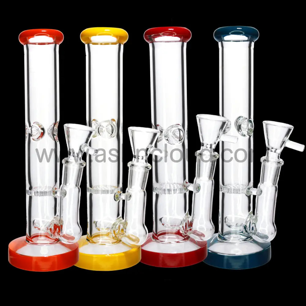 8 in - Glass Bong Straight 1 Honeycomb One Color Top