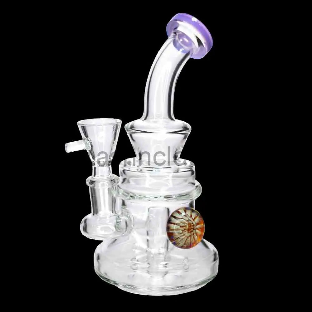 8 in - Glass Clear Bong One Tone Flower 1