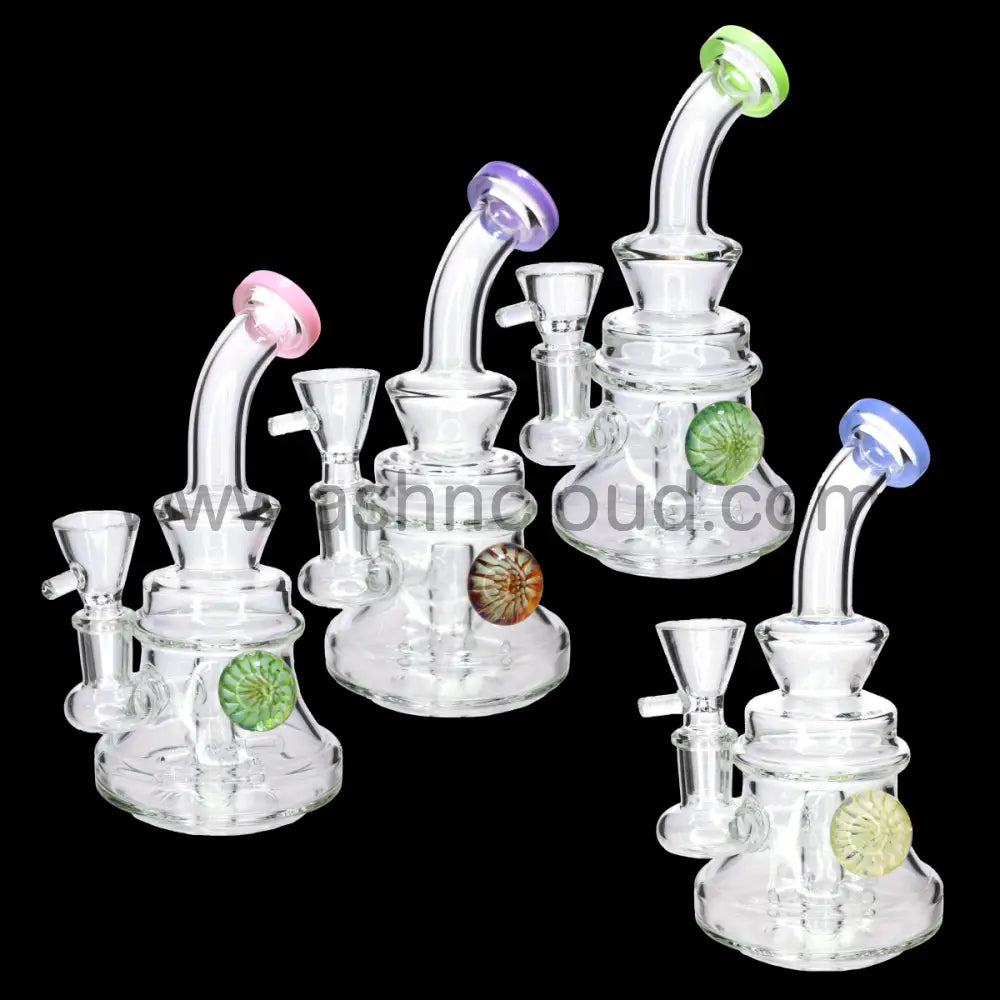 8 in - Glass Clear Bong One Tone Flower 1