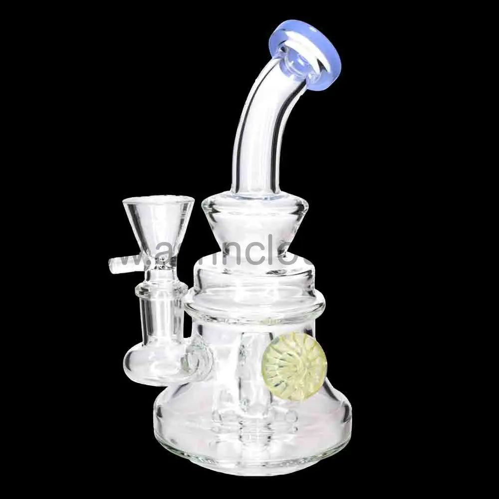 8 in - Glass Clear Bong One Tone Flower 1