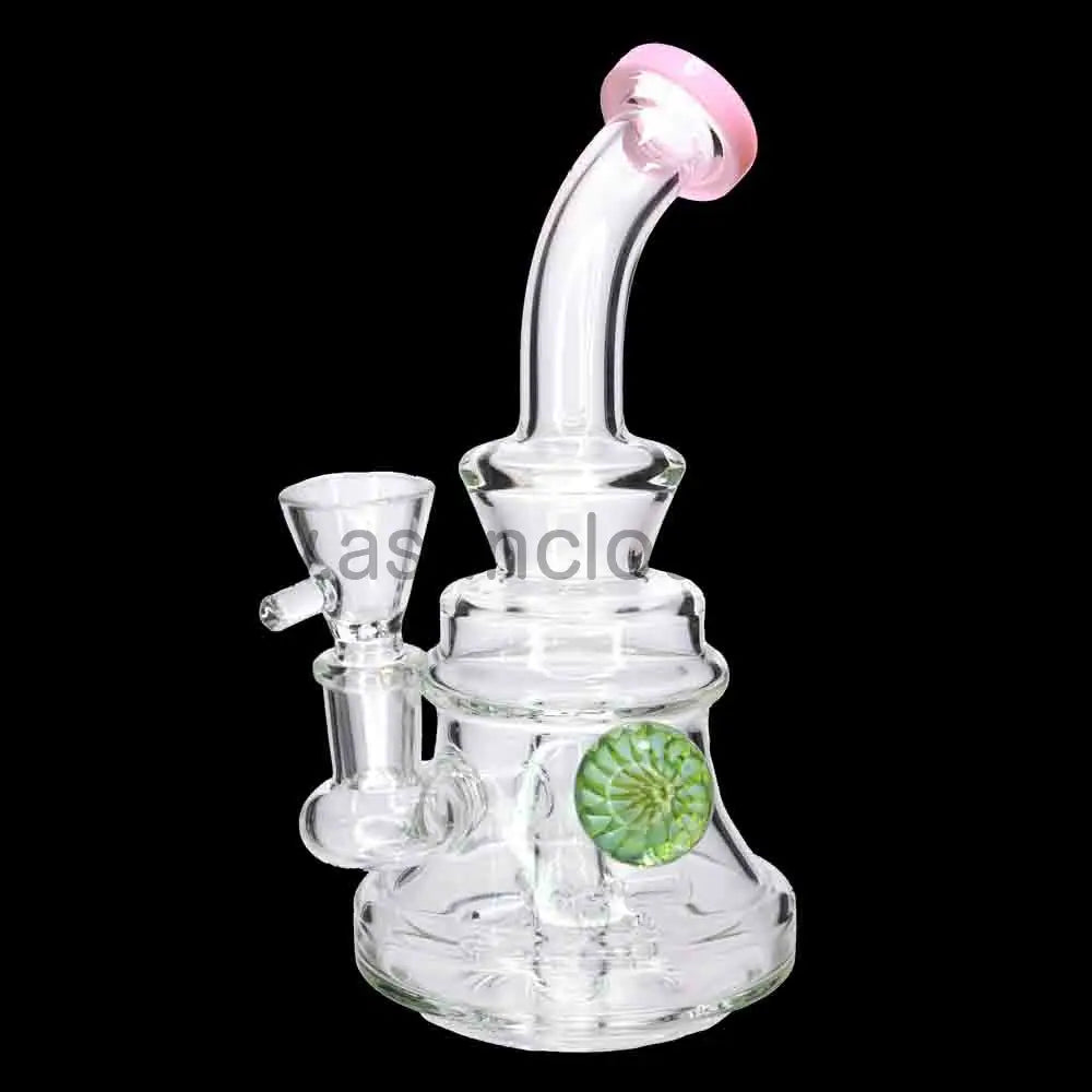 8 in - Glass Clear Bong One Tone Flower 1