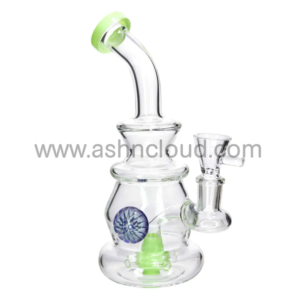 8 in - Glass Clear Bong One Tone Flower 2