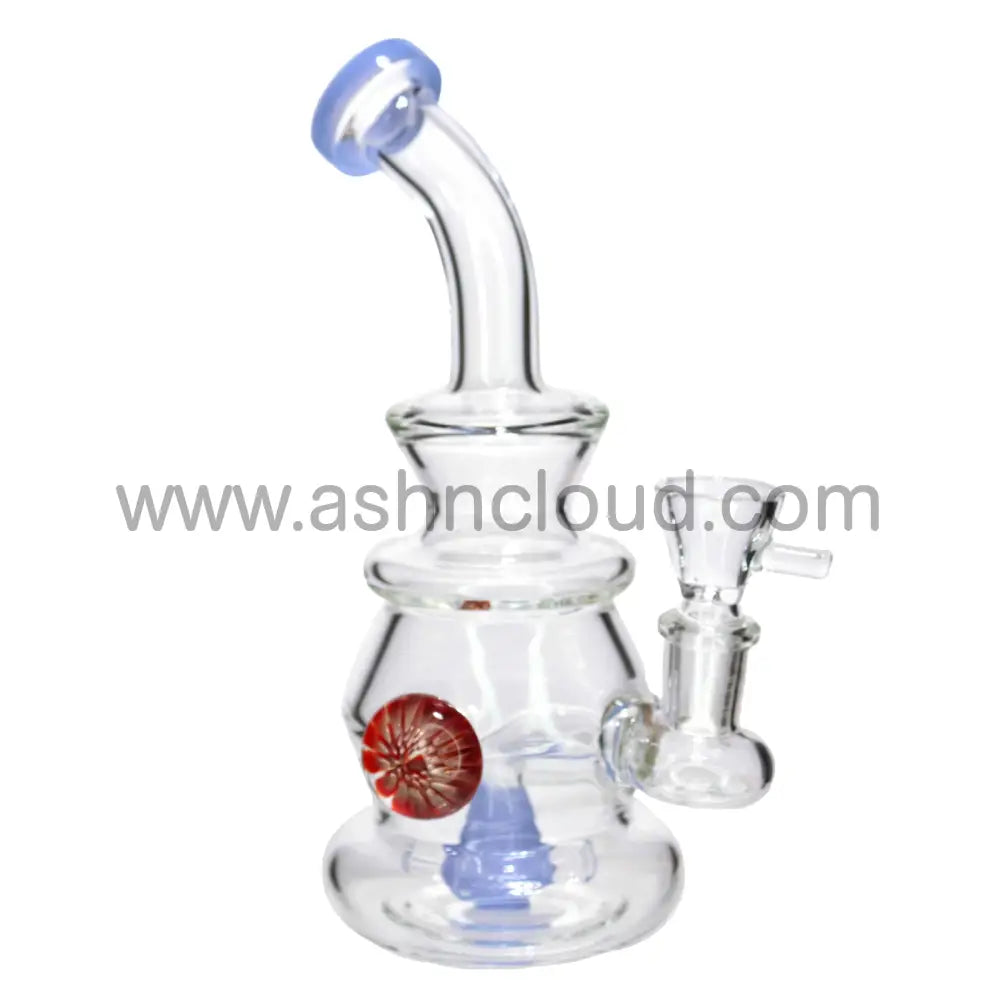 8 in - Glass Clear Bong One Tone Flower 2