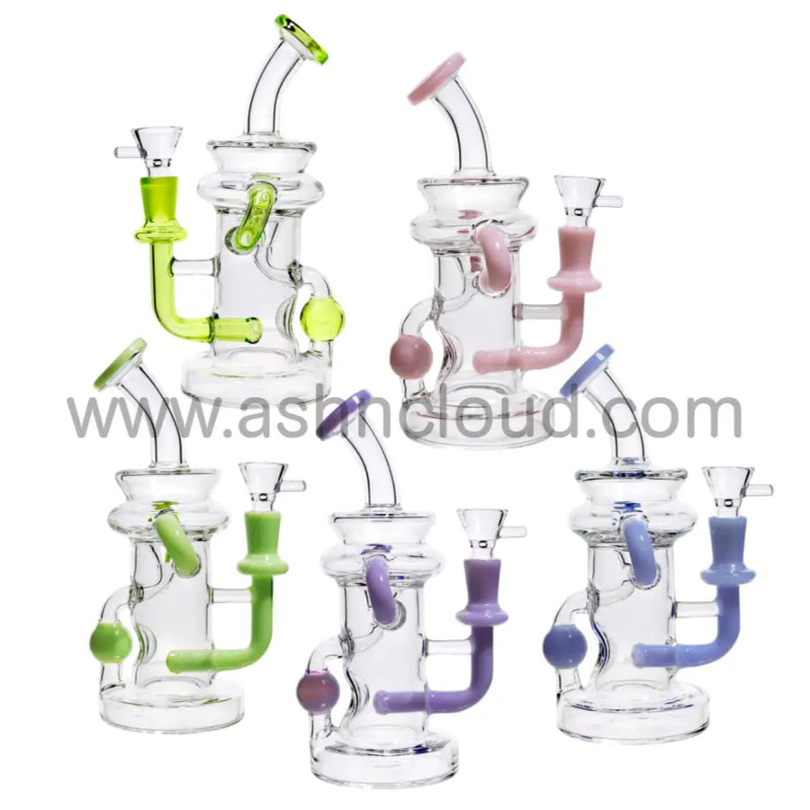 8 Inch Slime Color Mini Recycler Glass Bong, 14mm