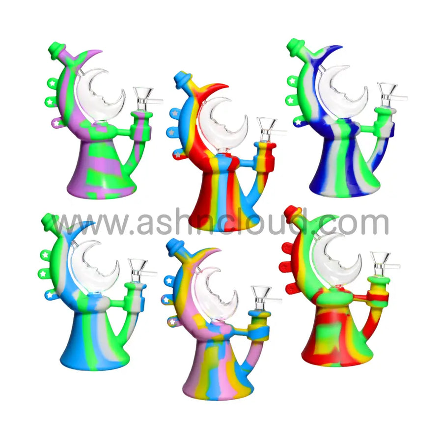 8 Inch Moon Design Silicone Glass Bong