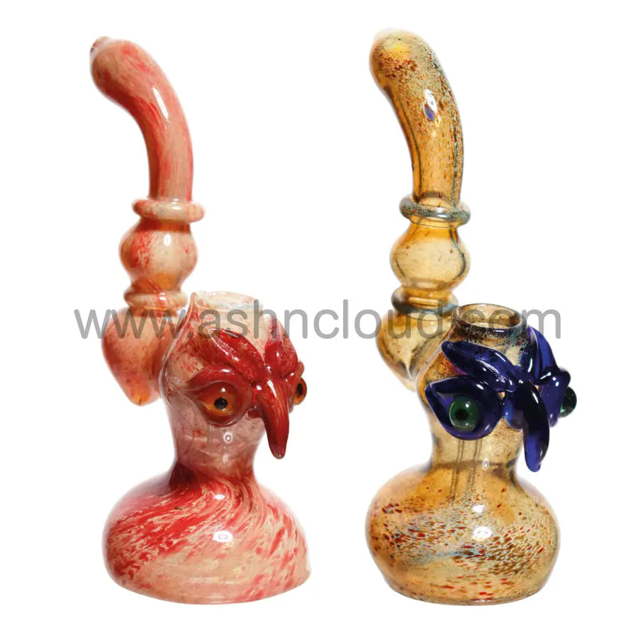 8 Inch Owl Design Fancy Glass Bubbler