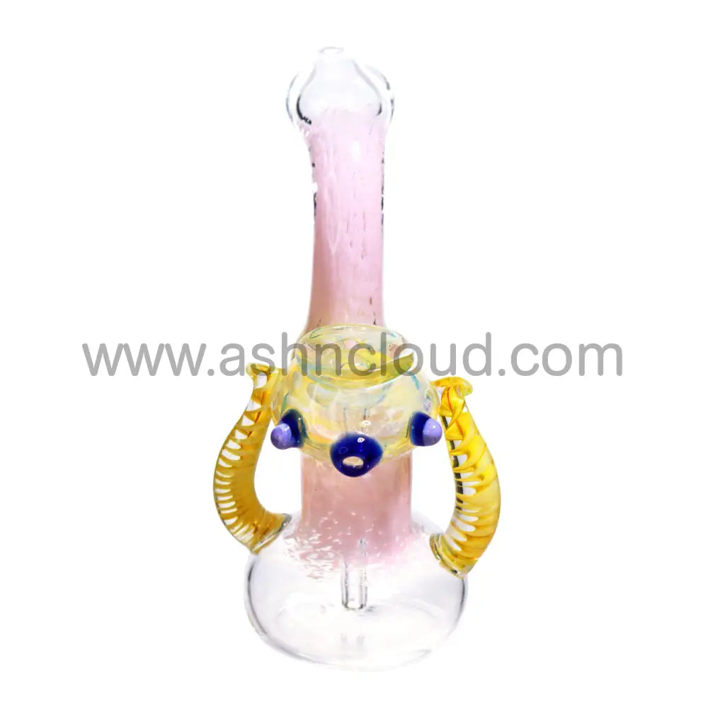 8 In - Pinky Fumed Glass Fancy Bubbler