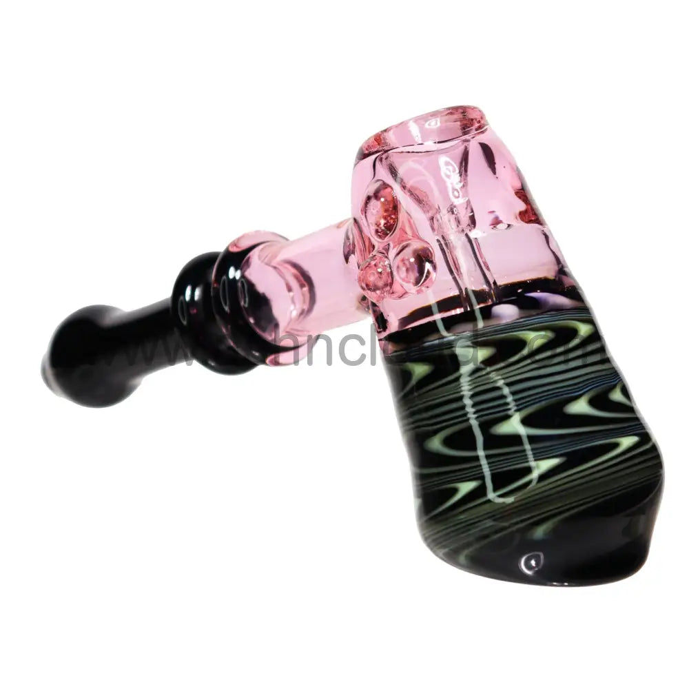 8 In - Pinky Hammer Swirl Glass Double Ring