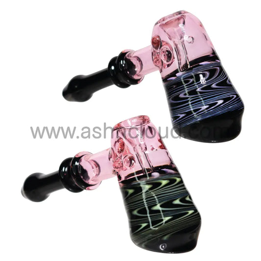 8 In - Pinky Hammer Swirl Glass Double Ring