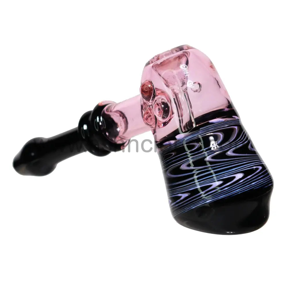 8 In - Pinky Hammer Swirl Glass Double Ring
