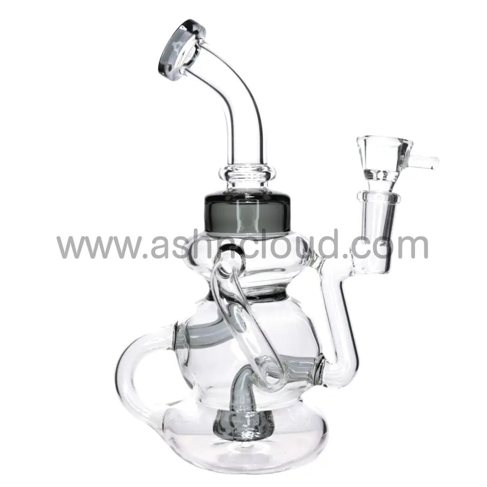 8 In - Recycler Multivalves Curvy Glass Bong