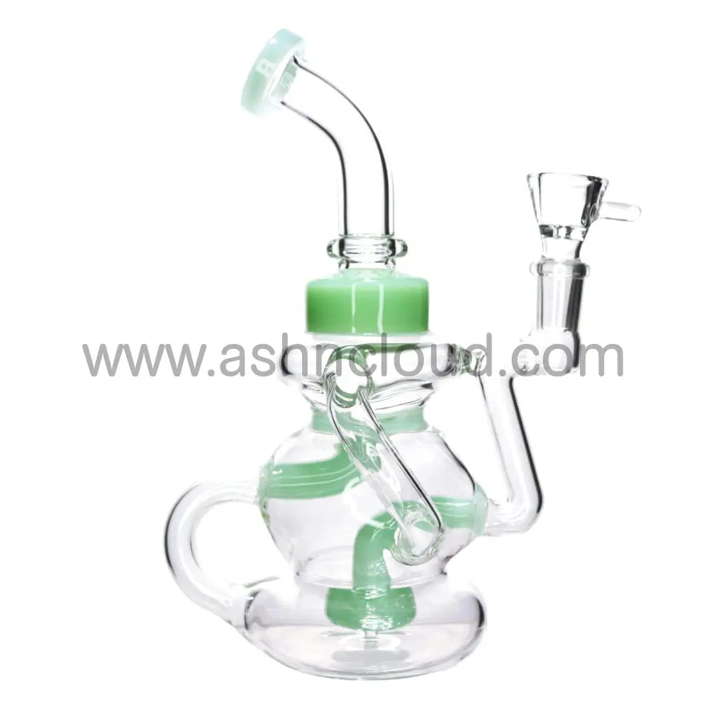 8 In - Recycler Multivalves Curvy Glass Bong