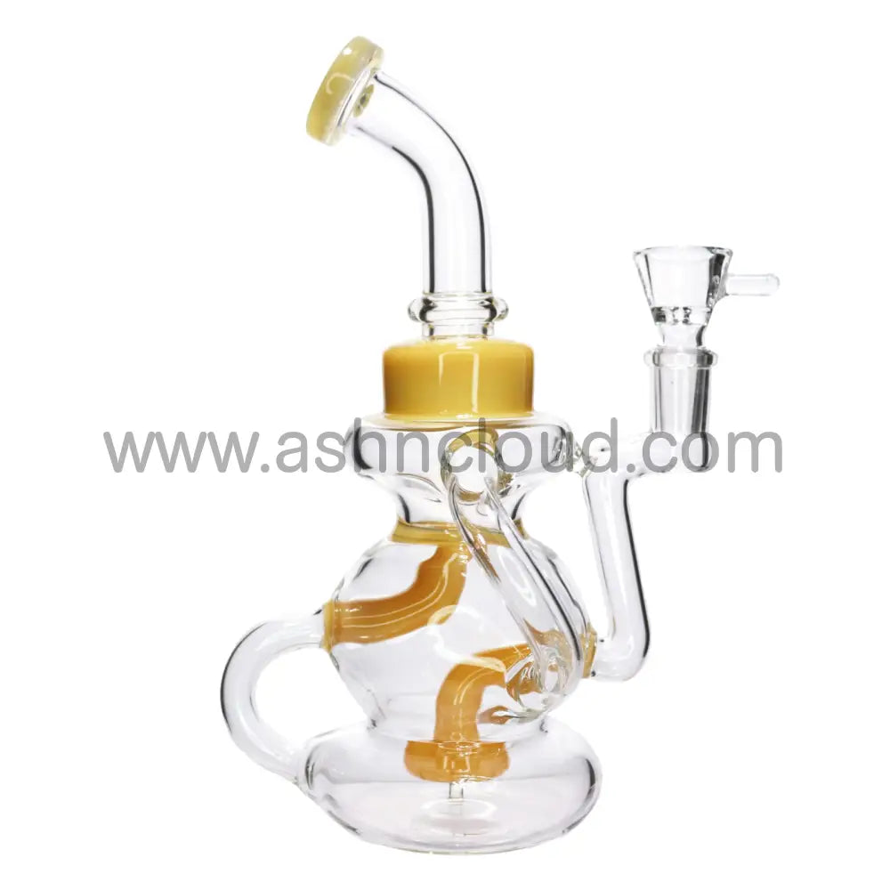 8 In - Recycler Multivalves Curvy Glass Bong