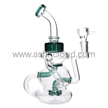 8 In - Recycler Multivalves Curvy Glass Bong