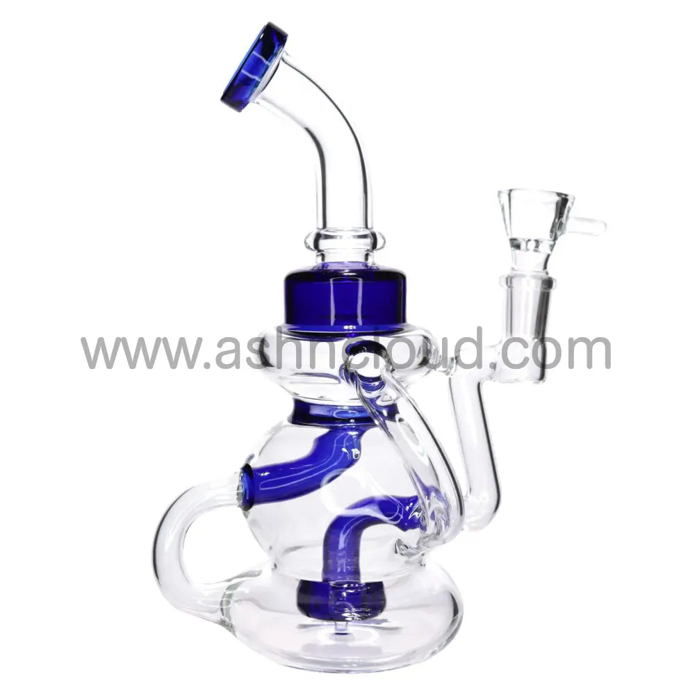 8 In - Recycler Multivalves Curvy Glass Bong