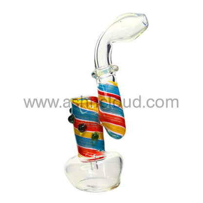 8 In - Stylish Glass Bubbler Twisted Multicolor