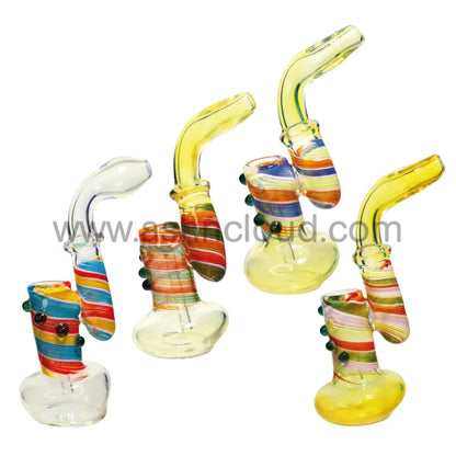 8 In - Stylish Glass Bubbler Twisted Multicolor