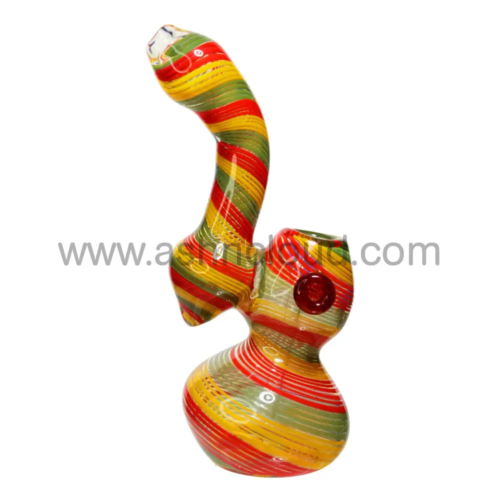 8 In - Twisted 420 Rasta Curvy Bubbler