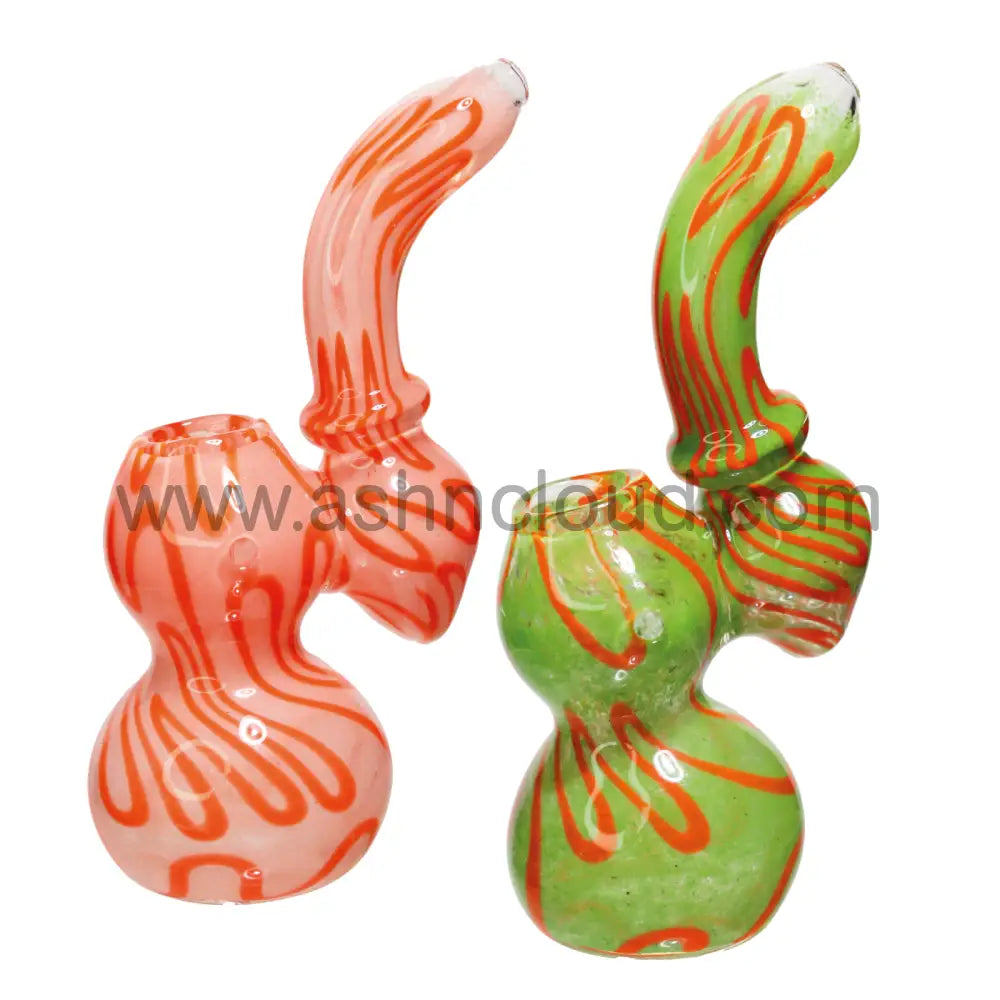 8 In - Twisted Lines Multicolor Glass Bubbler