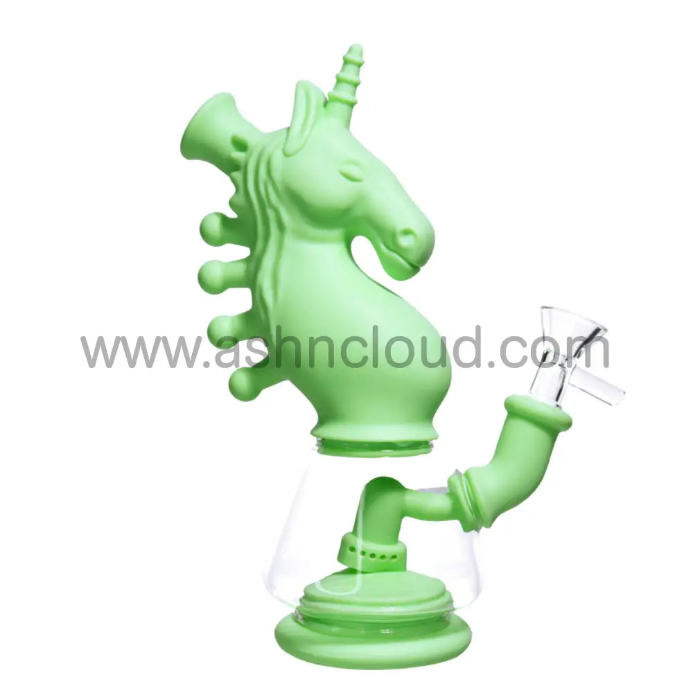 8 In - Unicorn Multicolor Fancy Glass Silicone Bong