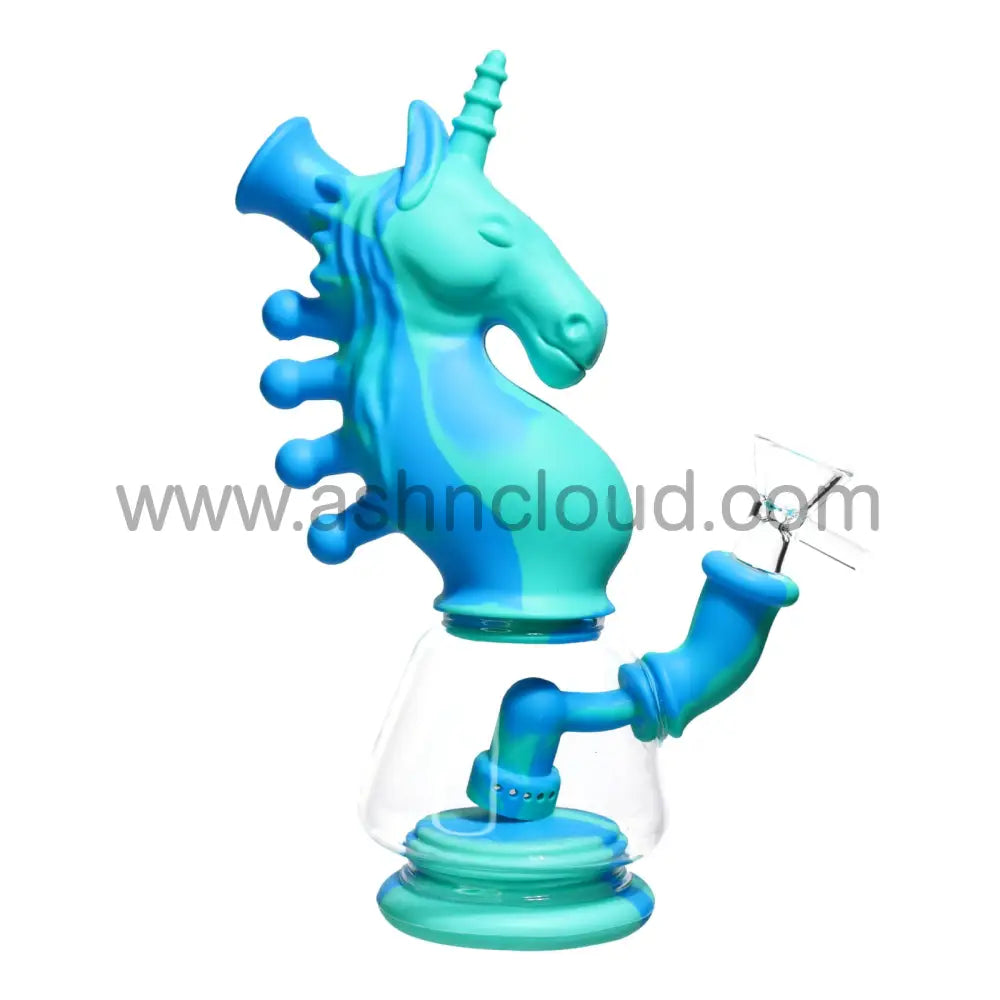 8 In - Unicorn Multicolor Fancy Glass Silicone Bong