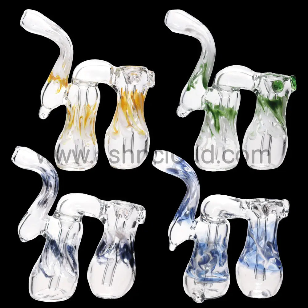 8 In - Usa Made 2 Chamber Bubbler Heavy Glass