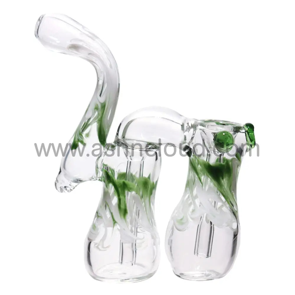 8 In - Usa Made 2 Chamber Bubbler Heavy Glass