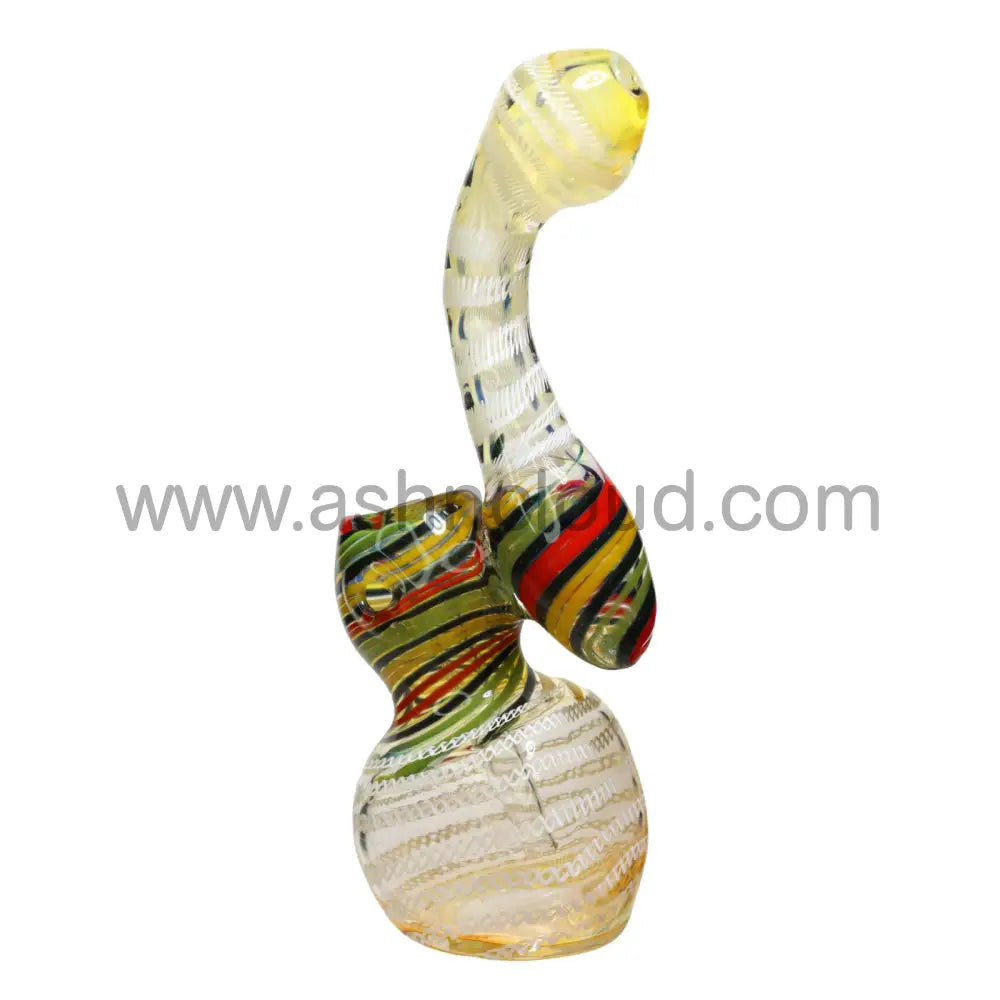 8 In - White Tail Streaky Center Glass Bubbler