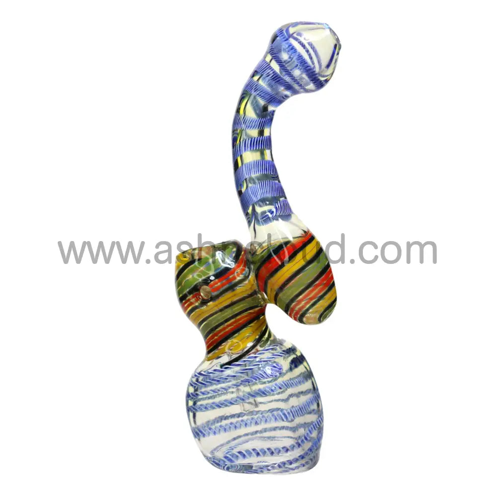 8 In - White Tail Streaky Center Glass Bubbler