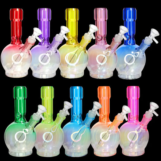8 Inch Color Accent Round Base Water Pipe | Assorted Colors – Wholesale