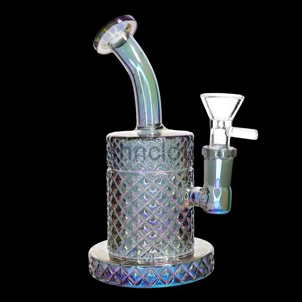 ✨ 8 Inch Metallic Diamond Glass Water Pipe – Premium Textured Bong
