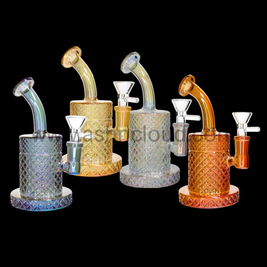 8 Inch Diamond Glass Water Pipe, Metallic