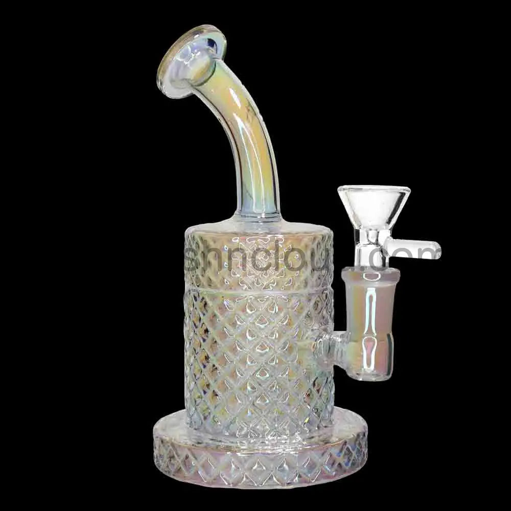 ✨ 8 Inch Metallic Diamond Glass Water Pipe – Premium Textured Bong